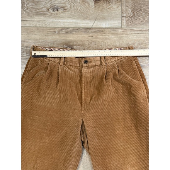 Brooks Brothers Elliot Mens 38x30 Brown Corduroy Pleated Cuffed Pants100% Baggy - Picture 7 of 8